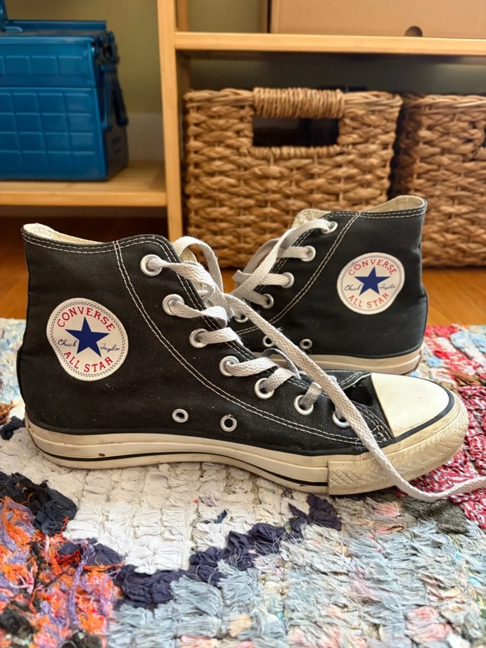 Classic High-Top Converse Sneakers - Black & White - Picture 3 of 4